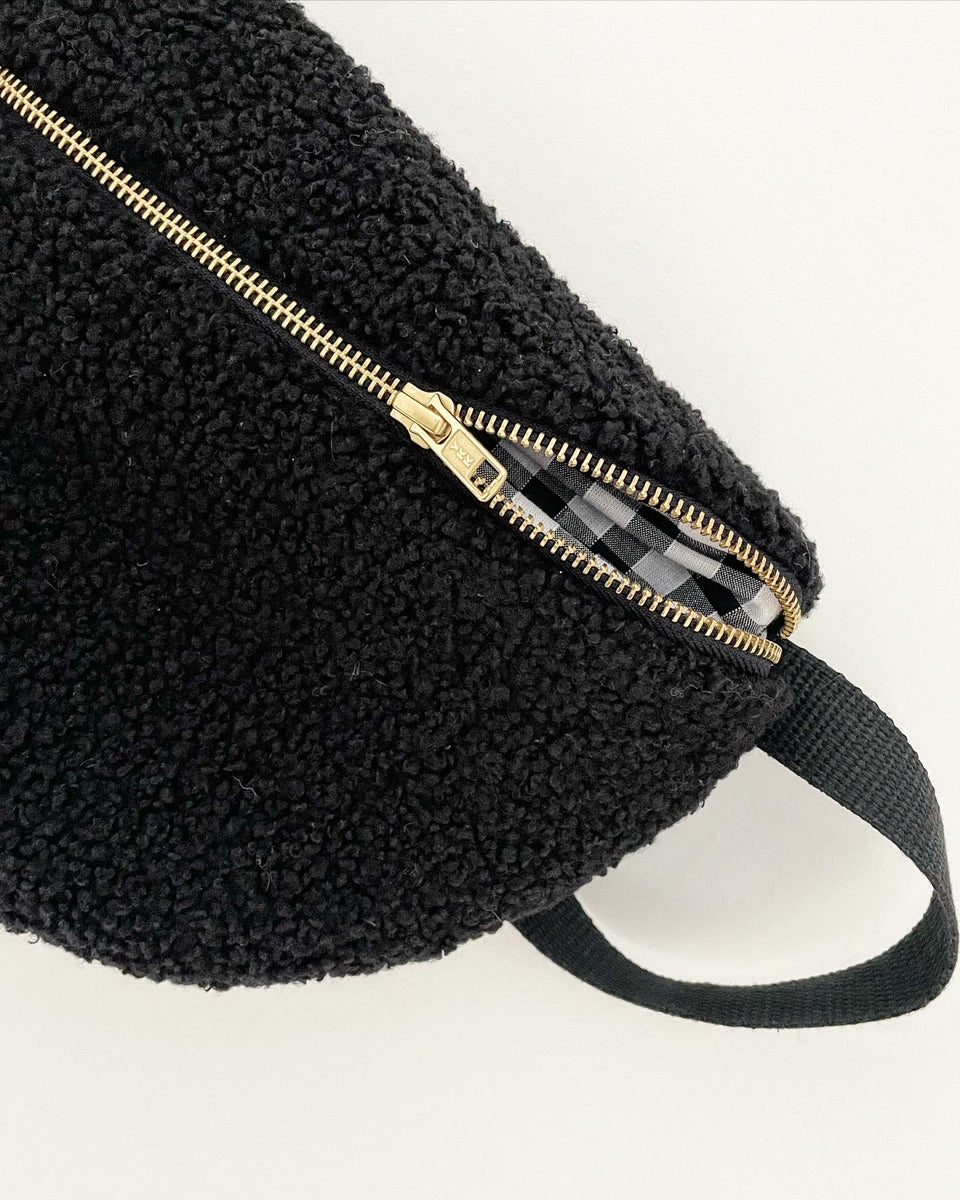 Sacoche Banane Moumoute Noir - 38x14 Cm - Fermeture Éclair, Anse Réglable - Accessoire Mode Tendance - Pour Affaires Du Quotidien