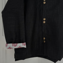 Blouse Anna en drap de laine gris doublée en coton rose