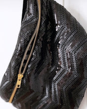 Sac Banane Sequins Zig Zag Noir