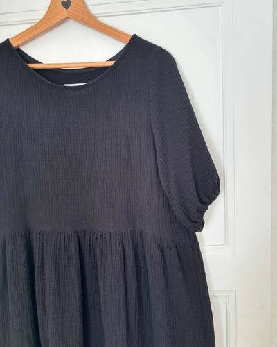 Robe Charly en gaze de coton black, milk, violette et latte