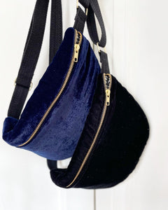 Sac Banane Velours Navy